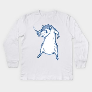 Rodent With Knife / Cute Animal Design Kids Long Sleeve T-Shirt